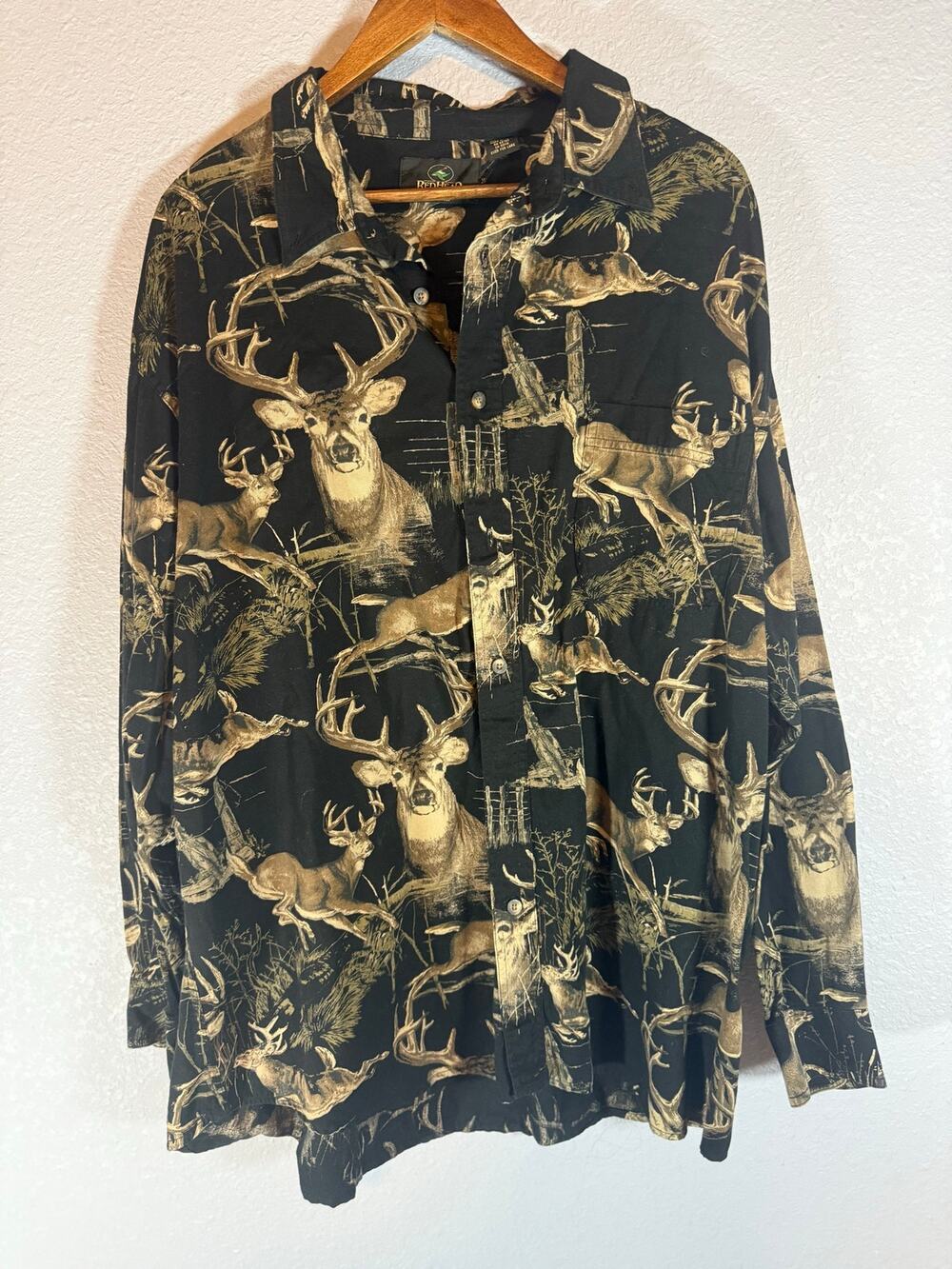 RedHead Mens XXL Deer Buck All Over Print Long Sleeve Button Front Shirt